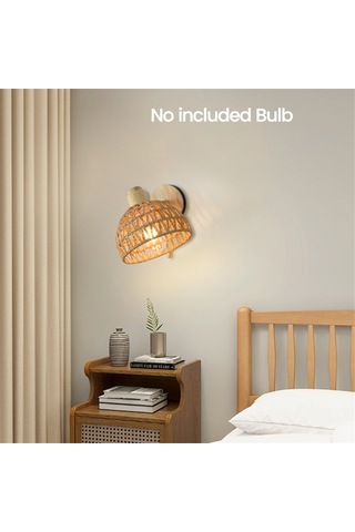 Rattan Duvar Aplikleri Retro Japon Tarzı Başucu Duvar Lambası Abd Fişi Diğer