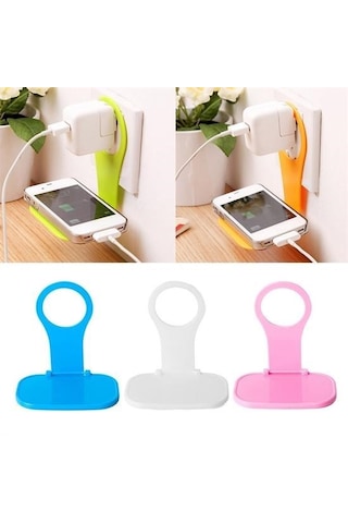 Universal Mobil Şarj Priz Askısı Ve Telefon Tablet Tutucu Stand Pembe