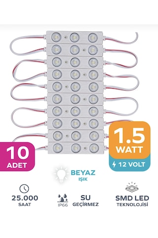 Point 3 Ledli Parmak Led Modül 1.5w 2835 Smd Mercekli 12v-10 Adet Beyaz