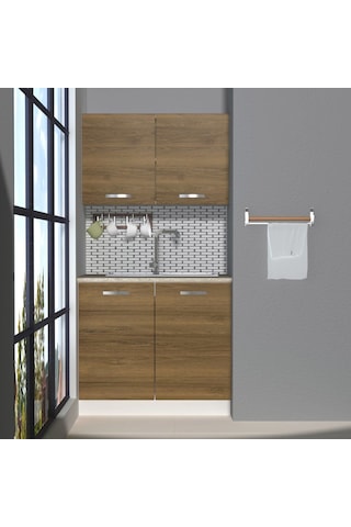 Decoraktiv Mini 90 Mdf Hazır Mutfak Dolabı - Tezgah Dahil - Naturel Pera Meşe