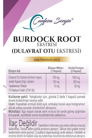 Canfeza Sezgin Burdock Root Dulavrat Otu Eki 60 Kapsül