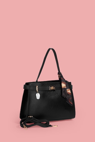 Westbag Kadın Tokalı Fularlı El Ve Çapraz Deri Dokulu Çanta Siyah