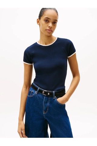 Tommy Hilfiger Contrast Rınger Tee Kadın Lacivert T-shirt