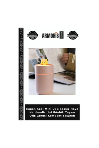 Isınan Kedi Mini Usb Sessiz Hava Nemlendiricisi Günlük Yaşam Ofis Gereci Kompakt Tasarım