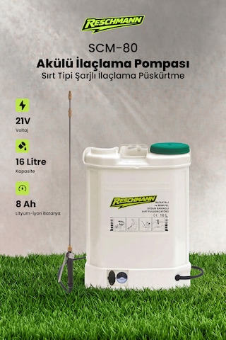 Reschmann R-HX-16C 16 L Akülü İlaçlama Pompası Sırt Tipi Şarjlı İlaçlama Püskürtme