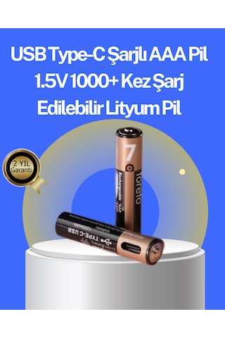 Hızlı Teknolojili Usb Şarjlı Aaa Pil 40 Dakikada Tam