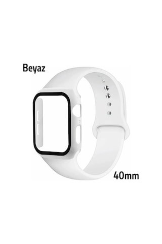 Ally Apple Watch Uyumlu 4-5-6 40mm Silikon Kordon Kayış Ve Ekran Koruyucu Kılıf- 5775