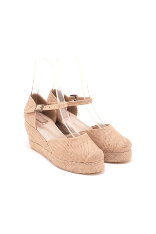 Star Tombis Gerçek Elişi Burnu Hasır Platformlu Dolgu Topuk Keten Hasır Espadril Handmade Hasır