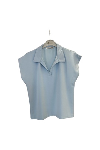 9007 Polo Yaka Tişört Şort Takım Buz Mavisi