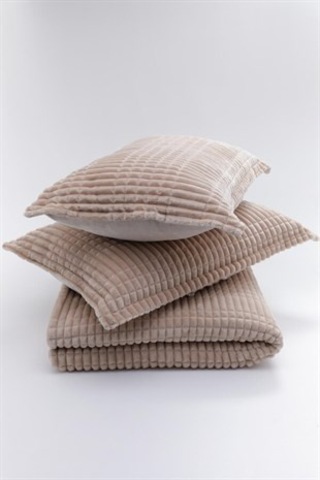 Merinos Modern Line 3 Parça Çift Kişilik Battaniye Seti Mocha