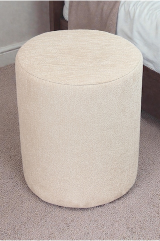 Dekoratif Silindir Puf Ahşap İskeletli, Oturma Ve Yatak Odası Pufu - Krem - 40x36 Cm Krem
