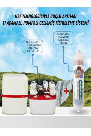 Nsf Teknolojili 11 Aşamalı Pompalı Profesyonel Su Arıtma Cihazı- Beyaz Su Arıtma Cihazı 11 Aşamalı Pompalı Profesyonel Su Arıtma Cihazı- Beyaz
