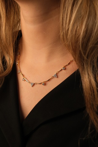 Çildan Womens Zirkon Taşlı Gold Kolye