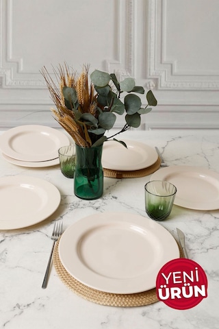 Keramika Krem Assos Servis Tabağı 28 Cm 6 Adet 030 Krem