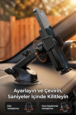 Vantuzlu Sarsıntı Önleyci 360 Dönebilen Araç İçi Telefon Tutucu 1