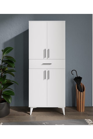 Rosepal Mobilya Beyaz Rüya 4 Kapaklı 8 Raflı Ayakkabılık Beyaz