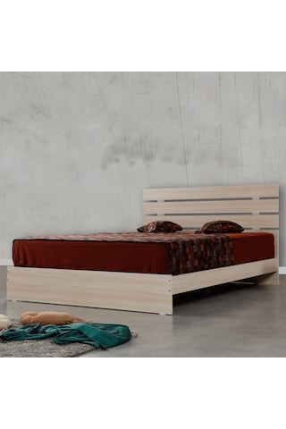 Pasifichome Huga Çift Kişilik Ahşap Karyola Meşe 150 Cm / Başlıklı Karyola