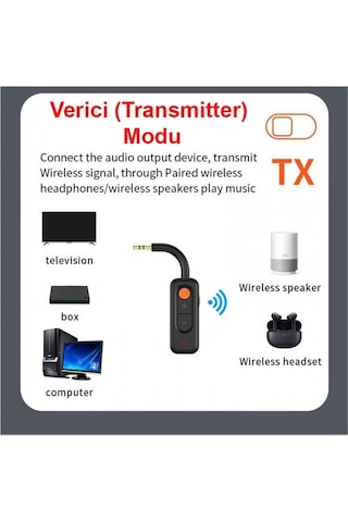 Bluetooth V5.4 Alıcı Verici Mikrofonlu 3.5mm Aux Bluetooth Adaptör