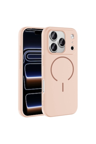 Zore Apple iPhone Uyumlu 17 Pro Max Kılıf M-safe Şarj Özellikli Zore Meta Kapak - Pembe