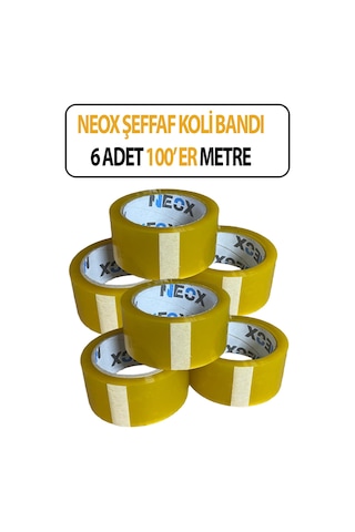 Şeffaf Koli Bandı 6 Adet 100'er Metre 6