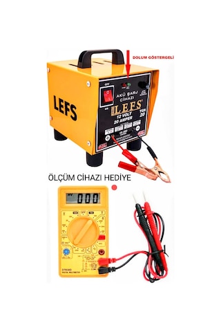 Pro Lefs Akü Şarj Cihazı 12 V 20 Amper, Avometre Ölçüm Cihazı