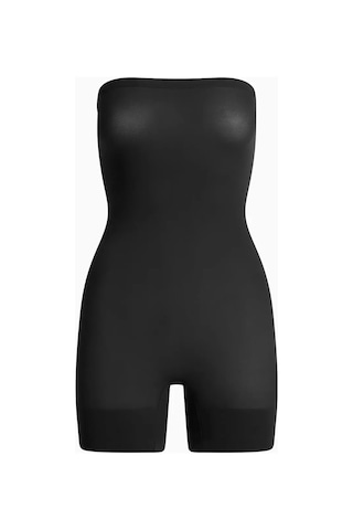 Skims Şeffaf Dikişsiz Askısız Kısa Bodysuit, Orta Sıkıştırma, Hafif Ve Esnek Siyah