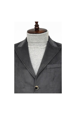 Wessi Süet Slim Fit Uzun Gri Erkek Kaban 001
