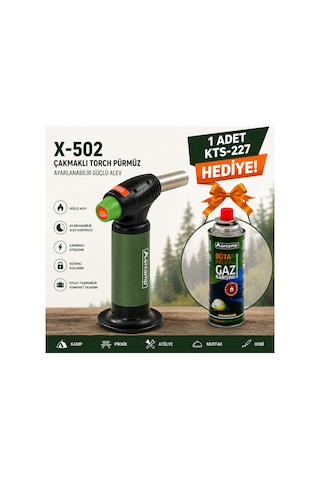 Orcamp X-502 Çakmaklı Torch Pürmüz 1 Adet Kts-227 227 Gr Gaz Kartuşu Hediyeli Çok Renkli