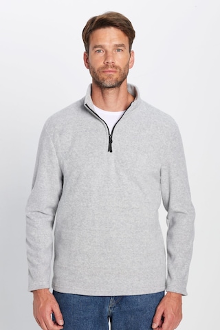 Tudors Unisex Standart Fit Anti-pilling Tüylenme Yapmayan Soğuk Geçirmez Gri Dik Bato Yaka Polar Sweatshirt-30138 Gri