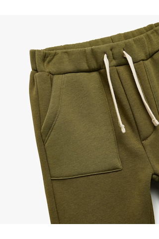 Koton Beli Bağcıklı Cep Detaylı Şardonlu Jogger Eşofman Altı Haki 6wmb40116tk Haki