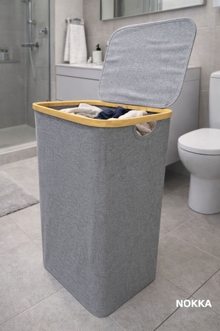Kapaklı 75 L Katlanabilir Çamaşır Sepeti, Kirli Sepeti 57x40x30 Cm Diğer