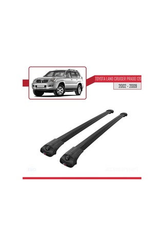 Toyota Land Cruiser Prado J120 2002-2006 Arası İle Uyumlu Ace-1 Ara Atkı Tavan Barı Siyah