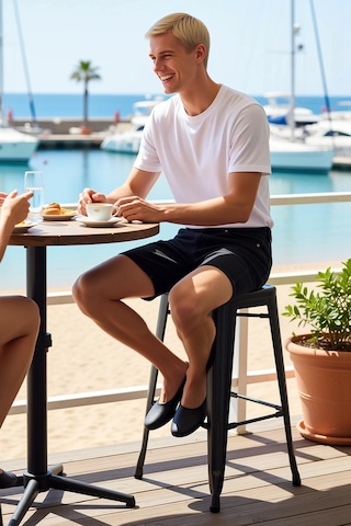 Benerly Erkek Şort Kot Bermuda Baggy Geniş Kesim Straight Kalıp Düz Desen siyah