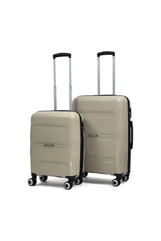 Lucas Polipropilen Kırılmaz Valiz, Kabin Boy&orta Boy Bej