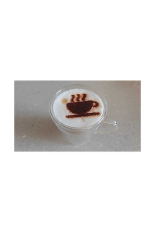 7'li Kahve Süsleme Şablonu Seti - Latte Art Coffee Stencil Ve Özel Tasarım Standlı Set Diğer