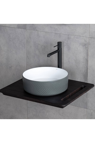Lena - Tezgah Üstü Lavabo Mat Gri&parlak Beyaz - E-w5002gb- Antrasit