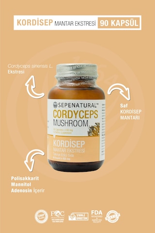 Sepe Natural Cordyceps Kordisep Eki 430 MG 90 Kapsül