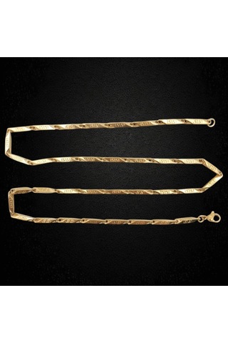 Çelik Kolye Titanyum Melon Motifli Model 3 Mm 55 Cm Altın Sarısı Gold Gold