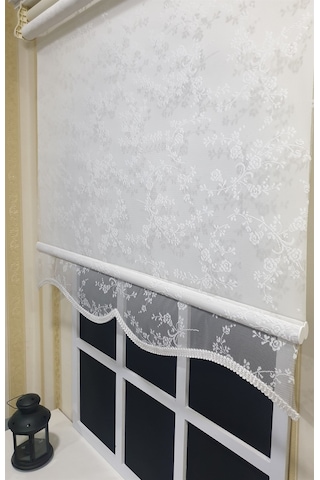 Storburada Beyaz Tül Ve Ekru Stor Çift Mekanizmalı Stor Perde Alüminyum Kasalı Stb4003 Beyaz