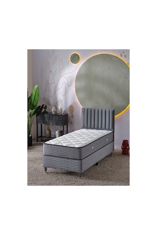 Beehanem Ezgi Modern Yatak + Başlık + Baza Seti 120x200 Açık Gri Xxl Tek Kişilik Premium Konfor 3'lü E.set120+226gri 120 x 200