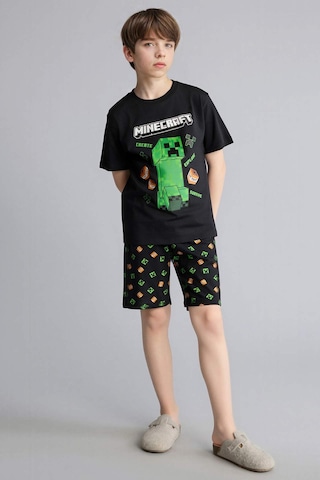 Defacto Minecraft Regular Fıt 2li Pijama Takımı Erkek Çocuk H0371a826smbk81 Siyah-bk81