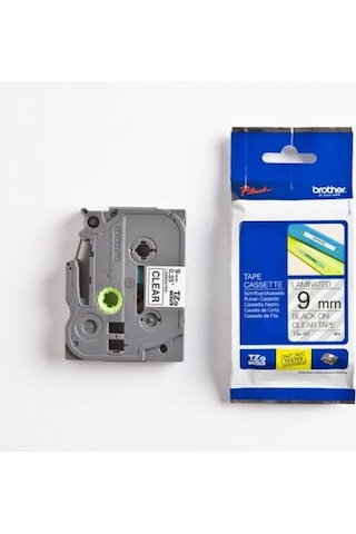 Brother P-Touch Tze-121 Tze-Tape 9Mm  Şeffaf Üzerine Siyah Laminas