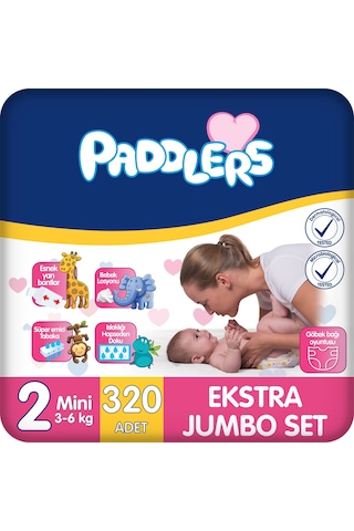 Bebek Bezi 2 Numara Mini (3-6 Kg) 320 Adet – Ekstra Jumbo Set, Hassas Ciltlere Uygun