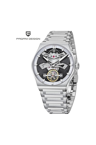 Pagani Design Pd-ys028 42mm 100m Su Geçirmez, İskelet Otomatik Safir Kristal Işıkl Full Çelik Lüks Erkek Kol Saati Siyah Diğer