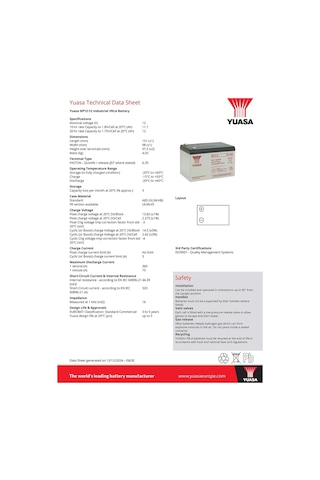 Np12-12 12v 12 Ah Agm Akü