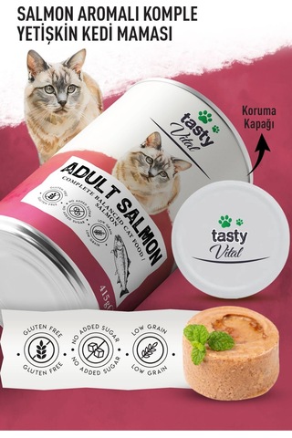 Somonlu Yetişkin Kedi Konservesi Pate Ve Yumuşak Formda 415 Gr