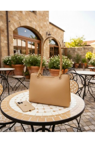 Just Polo Günlük Kombinlere Uygun Özel Tasarım Premium Kadın El Çantası - Elit Zarif Ve Şehirli Stil Shopper Vizon
