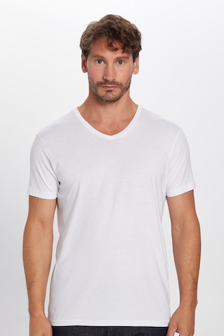 Tudors Erkek Slim Fit Dar Kesim Pamuk Yumuşak Dokulu Beyaz V Yaka Tişört-32119 Beyaz
