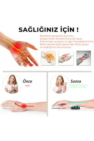 Microcase Ortopedik Mouse Bilek Destek - Kaydırmaz Taban Ergonomik Mouse Önü Bilek Destek Pedi - Al5373 Siyah