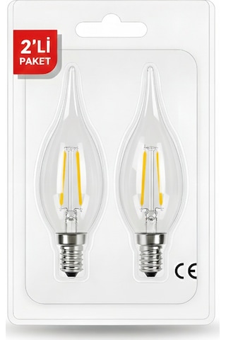 Kes498 Led Flamanlı Buji Ampul 4w 2700k E14 2 Li Paket